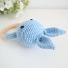 Crocheted Rattle on a Wooden Ring Bunny Blue