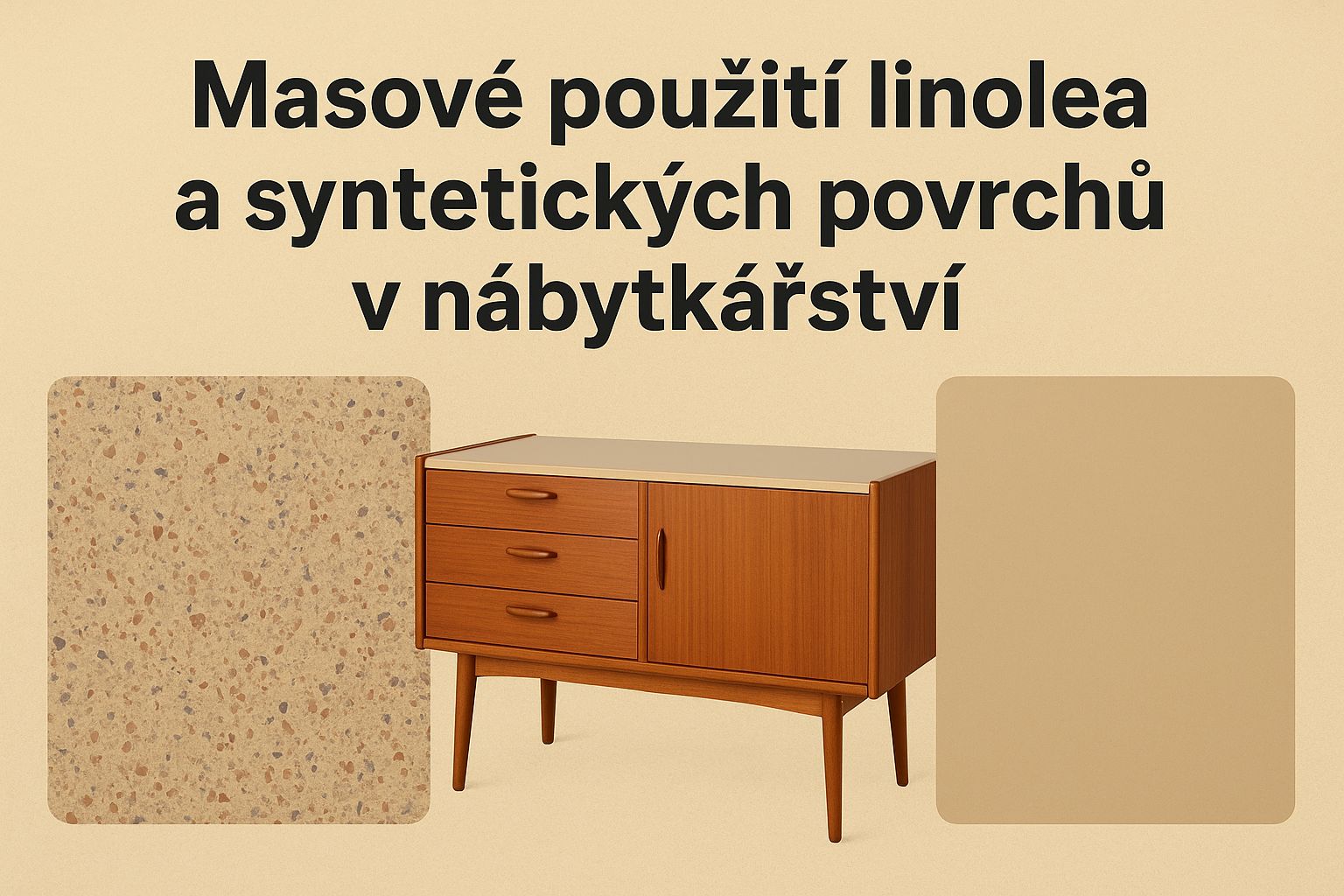 Týden 37 – Masové použití linolea a syntetických povrchů v nábytkářství
