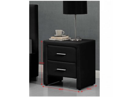 Noční stolek, ekokůže, černá, CASTEL