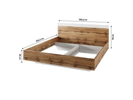 Manželská postel, 180x200, dub wotan / bílá, GABRIELA