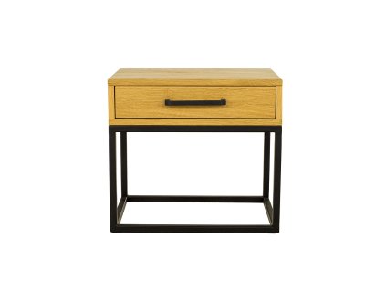 Szafka nocna metalowo - dębowa SN370 (Barva, Barva kovu dąb dark, czarny mat struktura, Šířka, Výška, Hloubka, Hmotnost 50, 45, 35, 18 kg)