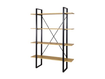 Regał metalowo - dębowy RG370 (Barva, Barva kovu dąb naturalny, czarny mat struktura, Šířka, Výška, Hloubka, Hmotnost 130, 180, 35, 40 kg)
