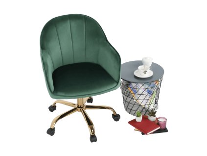 Kancelářské křeslo, zelená Velvet látka/zlatá, EROL