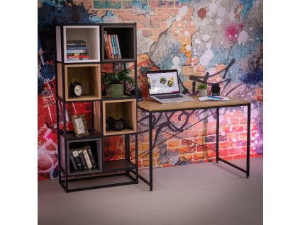 Psací stůl, dub / černá, 100x60 cm, MELLORA