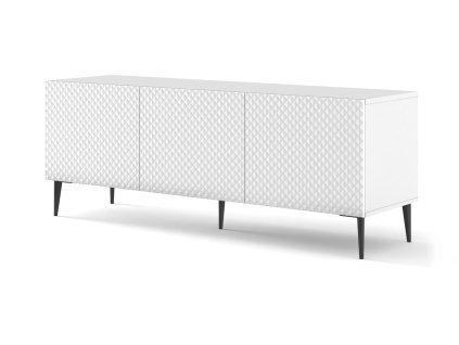 Televizní stojan Ravenna C 150 3D diamantová MDF bílá vysoký lesk s kolíkovými nohami