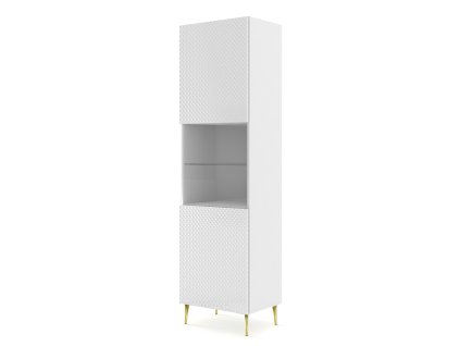 Ravenna C Glass-Case 1DS diamantová MDF bílá vysoký lesk s kolíkovými nožičkami