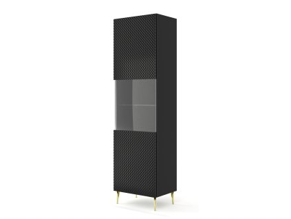 Ravenna C Glass-Case 1DS diamantová MDF černá vysoký lesk s kolíkovými nožičkami