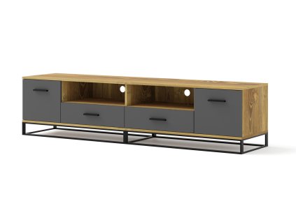 TV skříňka ARSEN 2D2S 190 pálený dub grafitový kov