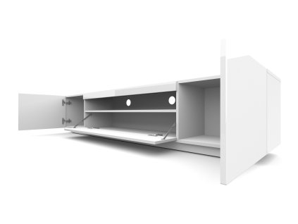 TV stolek 200 cm bílý lesk