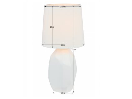 Keramická stolní lampa, bílá, QENNY TYP 1
