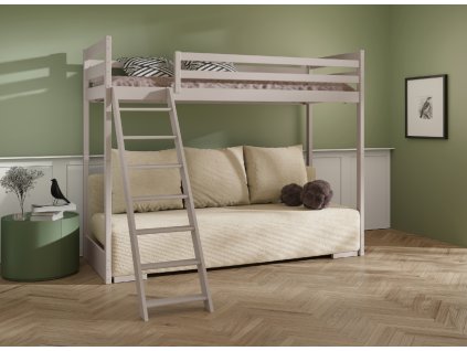 Patrová postel s rozkládací pohovkou - kašmír, béžová látka poso 38 SOFINO 90x200/140x200