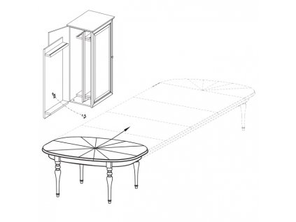 Jídelní stůl FLORENCIE FL-S1 se skříňkou na přídavné desky stolu