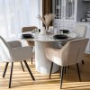 Jídelní stůl, bílý mramor/MDF, průměr 120 cm, MAHIR TYP 1