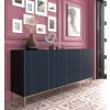 Ravenna F Cabinet 200 3D3S lakovaná frézovaná MDF černá mat/modrá námořnická s rámem