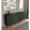 Ravenna F Cabinet 200 3D3S lakovaná frézovaná MDF černá mat/tmavě zelená s rámem