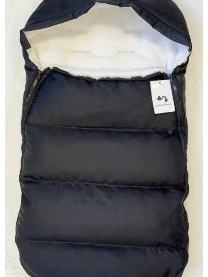 zimni fusak do kocarku cerny s bilym berankem