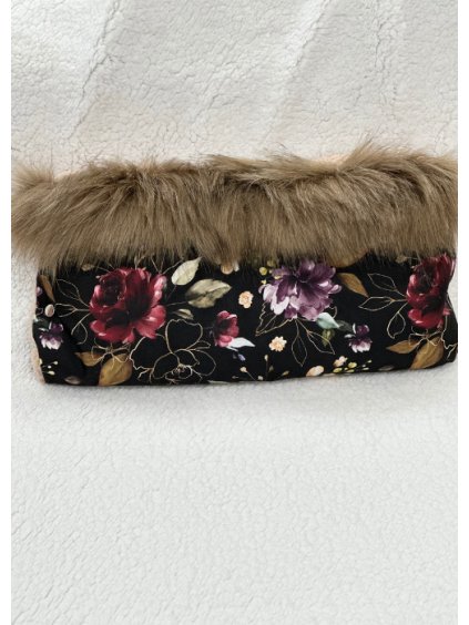 rukavnik na kocarek cerny s kvety