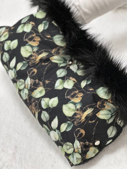 rukavnik na kocarek cerny s eukalyptem