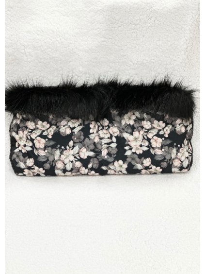 rukavnik na kocarek cerny s bilymi kvety