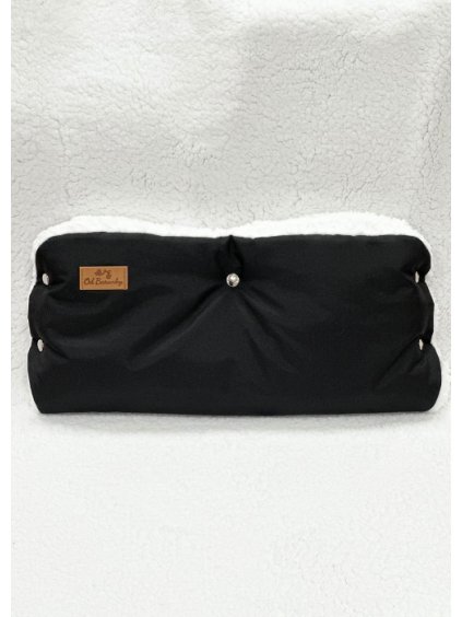 rukavnik na kocarek cerny s bilym berankem