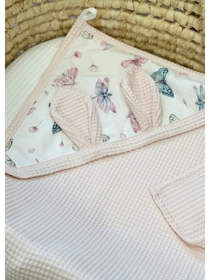 vaflova osuska pro miminko ruzova s motylky