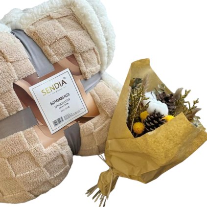 Deka s barančekom DeLuxe kocka Svetlohnedá