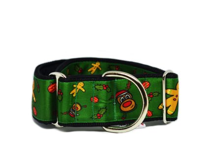 Obojek šířka 5cm - Vánoční Hoaxx - zelená