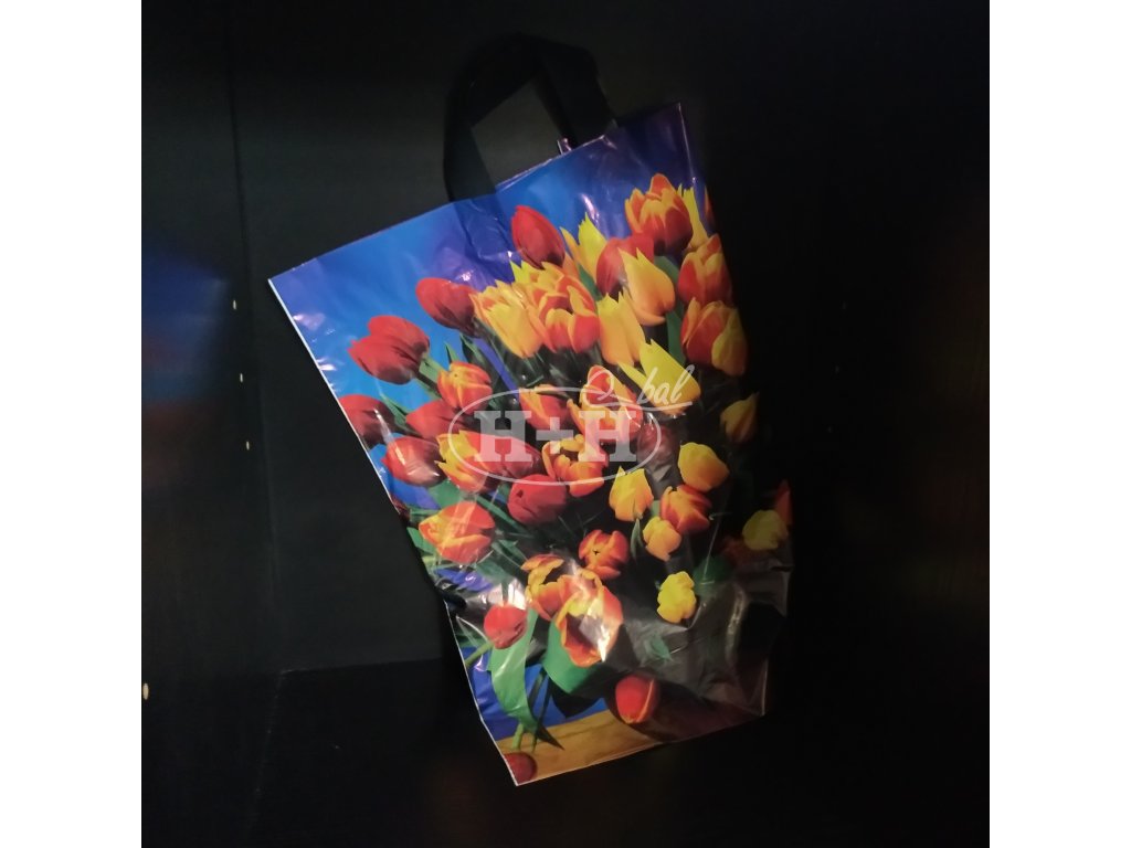 Taška PE s uchy foto - tulipány 44x50+5cm