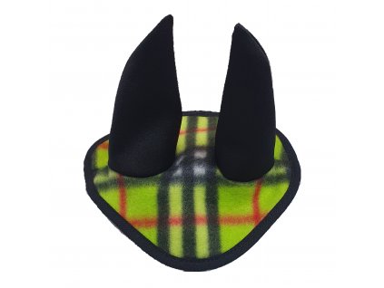 Ohrenkappe kariert Limette (fleece) (Gr. M)