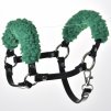 Hobby Horse Schwarzes Halfter mit grünem Pelz - Kunstleder