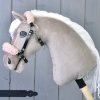Hobby Horse 1 Schwarzes Halfter mit altem Rosa Pelz - Kunstleder