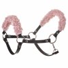 Hobby Horse Schwarzes Halfter mit altem Rosa Pelz - Kunstleder