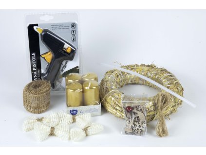 Kreativní sada na výrobu adventního věnce 20cm s tavnou pistolí