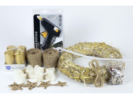Kreativní sada na výrobu adventního věnce 25cm s tavnou pistolí