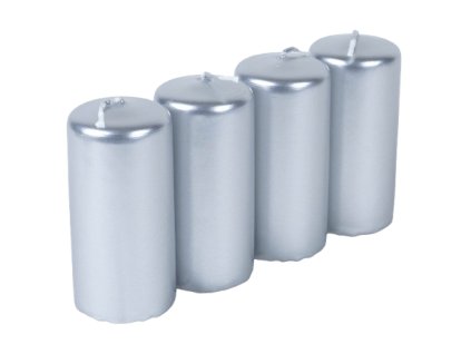 Svíčky stříbrné 4ks 4x8cm