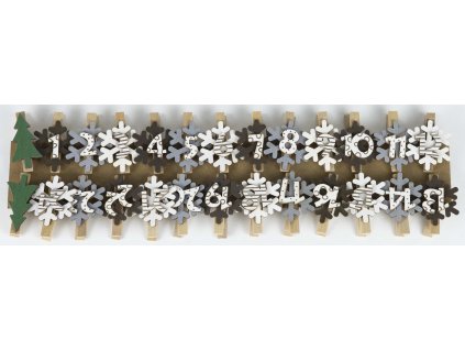 Adventní kalendář kolíčky vločky