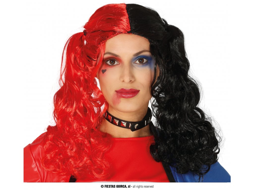 Červeno-černá paruka Harley Quinn dámská