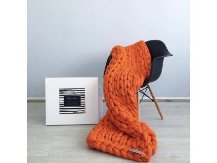 Merino Vlněná Deka Orange 75x130cm + textilní rouška ke každé objednávce zdarma
