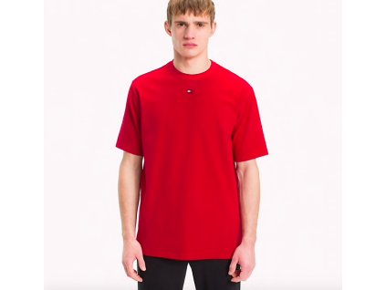 Tommy Hilfiger Tričko Flag Červené Pánské + textilní rouška ke každé objednávce zdarma