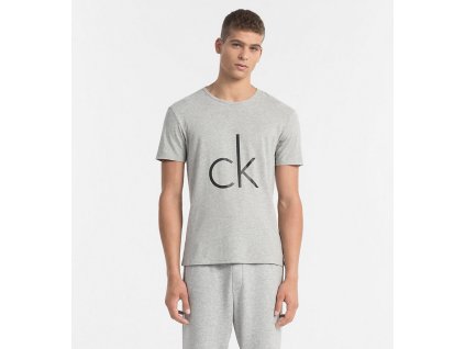 Calvin Klein Pánské Tričko S Logem Šedé XL + textilní rouška ke každé objednávce zdarma