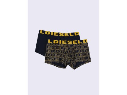 Diesel 2Pack Boxerky Černé Se Žlutým Vzorem S + textilní rouška ke každé objednávce zdarma