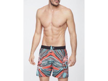 Diesel Plavkové Šortky Multicolor Black + textilní rouška ke každé objednávce zdarma