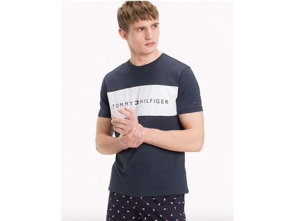 Tommy Hilfiger Pánské Tričko S Krátkým Rukávem Navy + textilní rouška ke každé objednávce zdarma