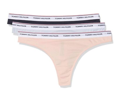 Tommy Hilfiger 3Pack Tanga Modrá, Šedá, Pudrová L