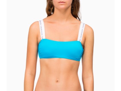 Calvin Klein Plavky CK Logo Maldive Blue Vrchní Díl L
