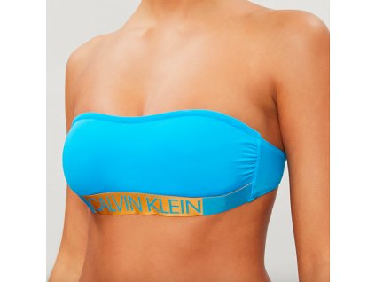 Calvin Klein Plavky Core Icon Maldive Blue Vrchní Díl L + textilní rouška ke každé objednávce zdarma