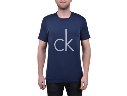 Calvin Klein Pánské Tričko S Logem Modré M + textilní rouška ke každé objednávce zdarma