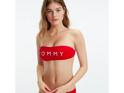 Tommy Hilfiger Plavky Essential Bandeau Červené Vrchní Díl S