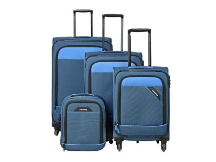Travelite Derby 4w S,M,L Blue – sada 3 kufrů + Board Bag