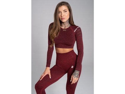 Gym Glamour Crop-Top Bordo Melange XS